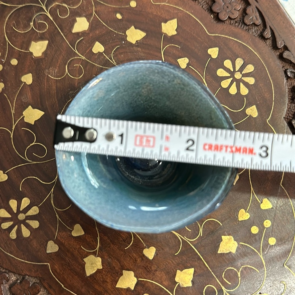 Handcrafted glass dish (maybe signed by artist?)